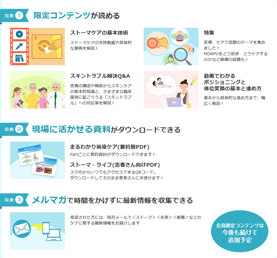 特典1 限定コンテンツが読める 特典2 現場に活かせる資料がダウンロードできる 特典3 メルマガで時間をかけずに最新情報を収集できる 会員限定コンテンツは今後も続けて追加予定