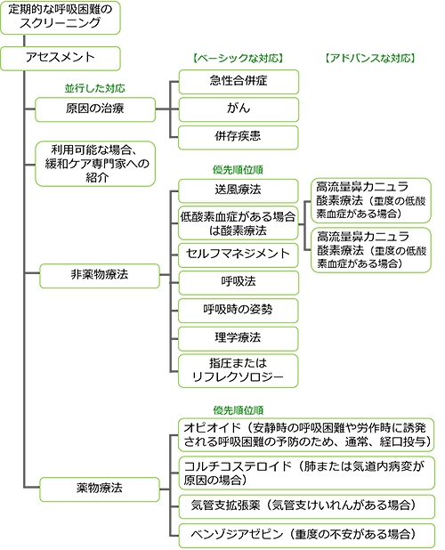 図4　ASCO診療ガイドラインによる呼吸困難に対する階層的アプローチ