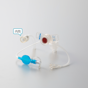 図7　気管カニューレの例：カフ上部吸引付き、カフ付き複管（スピーチタイプ）